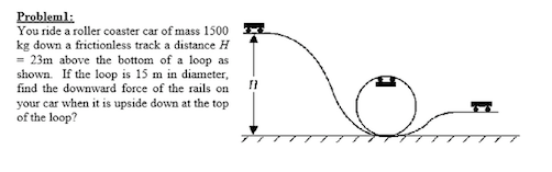 Solved Problem 1 You ride a roller coaster car of mass 1500