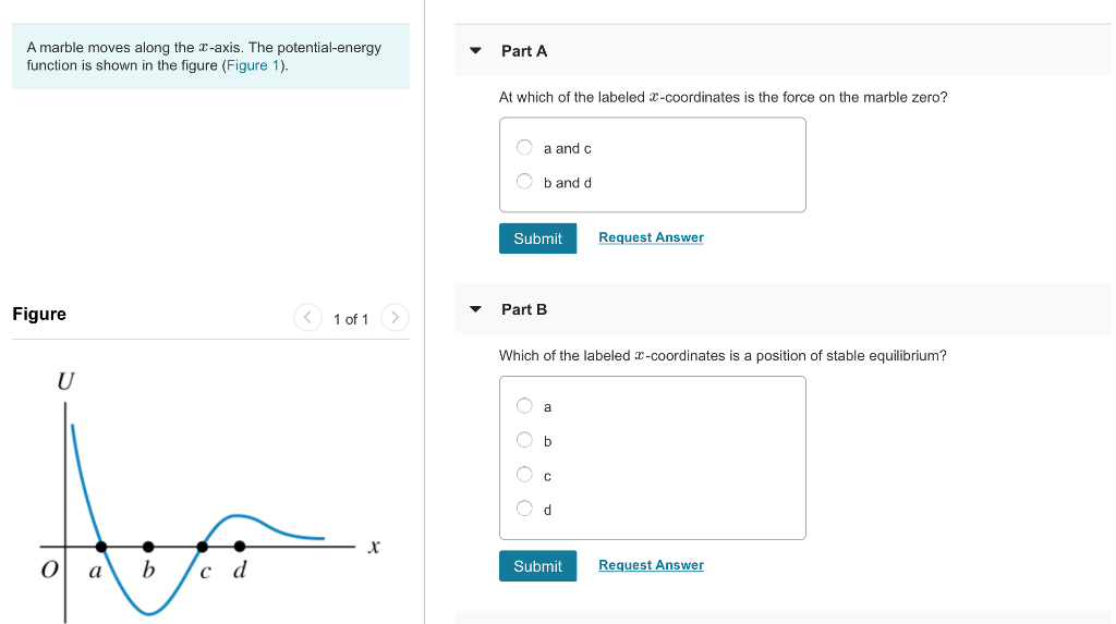 Marble Function Solved A marble moves along the r-axis. The potential-energy | Chegg.com