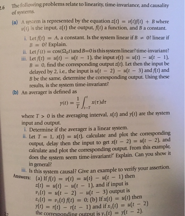 Solved The following problems relate to linearity, | Chegg.com