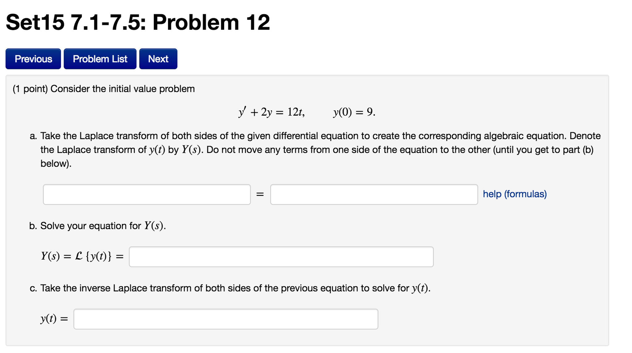 Solved Consider The Initial Value Problem Y 2y 12t 0956