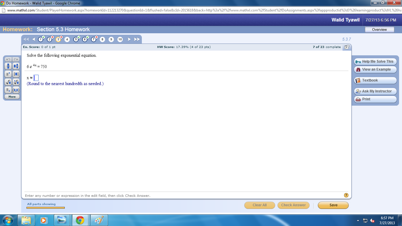 Solved Solve the following equation algebraically and check | Chegg.com