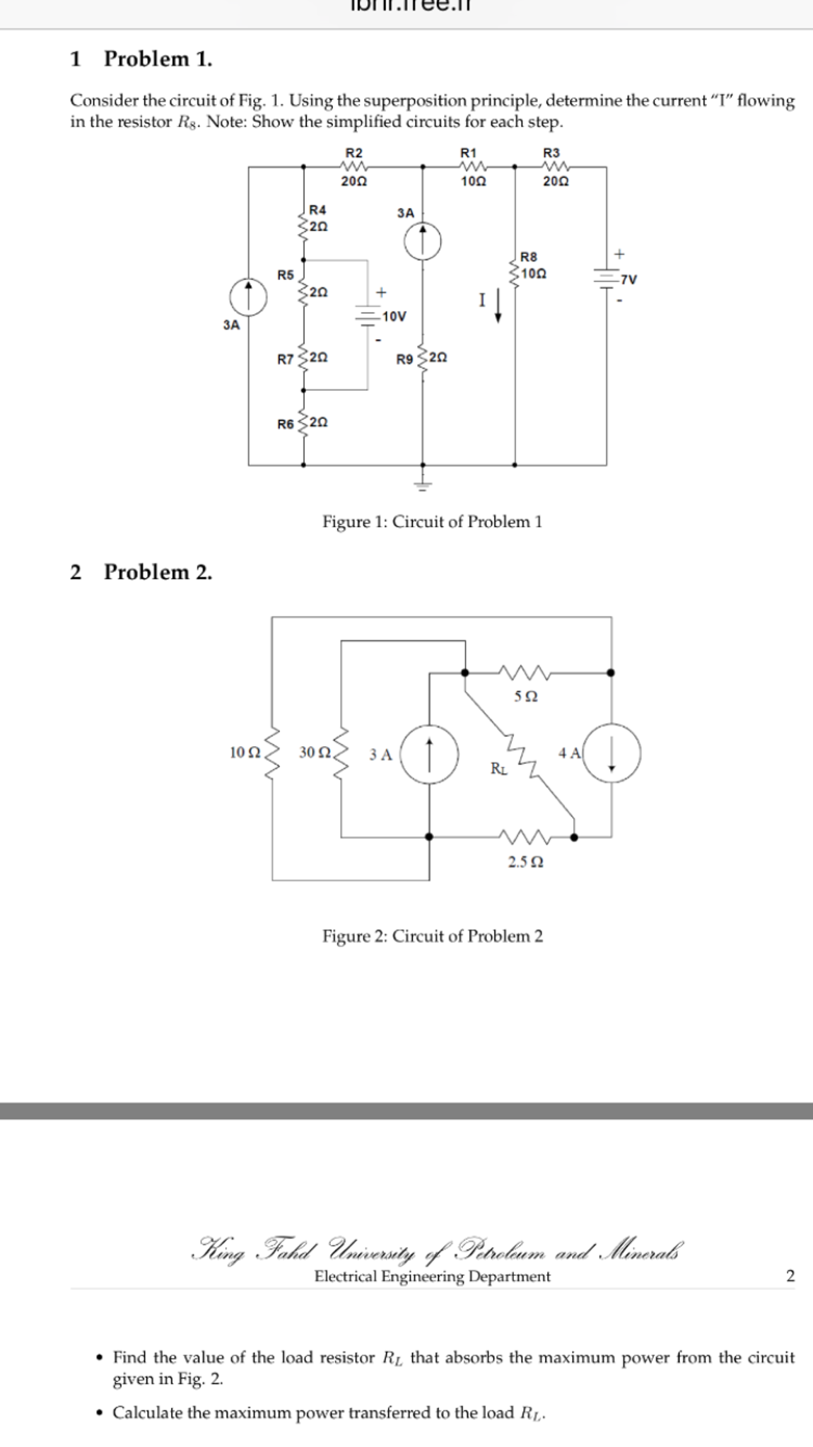 Solved ee 1 Problem 1. Consider the circuit of Fig. 1. Using | Chegg.com