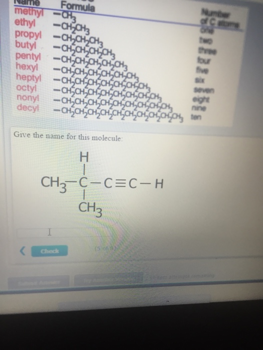 Solved methyl ethyl -CH 3 propyl butyl - pentyl- hexyl- | Chegg.com