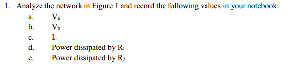 Solved Analyze the network in Figure 1 and record the | Chegg.com