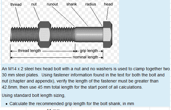 Solved An M14 Times 2 Steel Hex Head Bolt With A Nut And Chegg