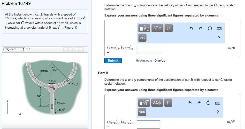 Solved At the instant shown, car B travels with a speed of | Chegg.com