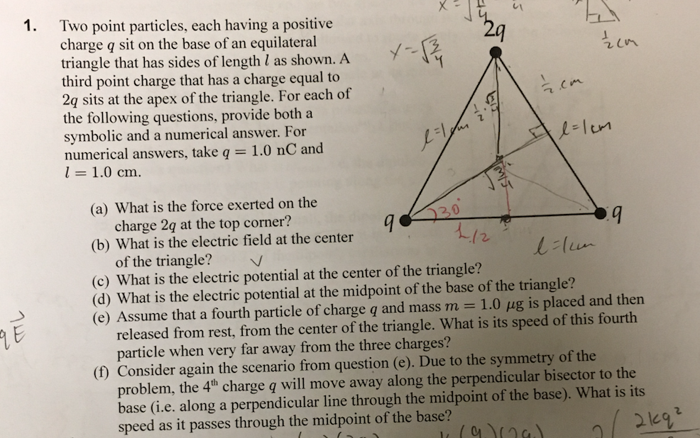 Solved Two Point Particles, Each Having A Positive Charge Q | Chegg.com