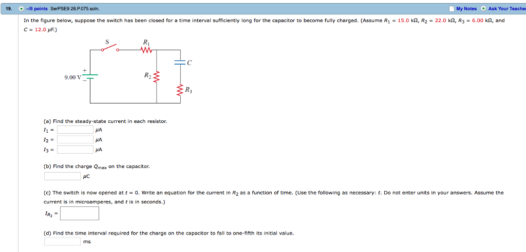 Solved In the figure below, suppose the switch has been | Chegg.com