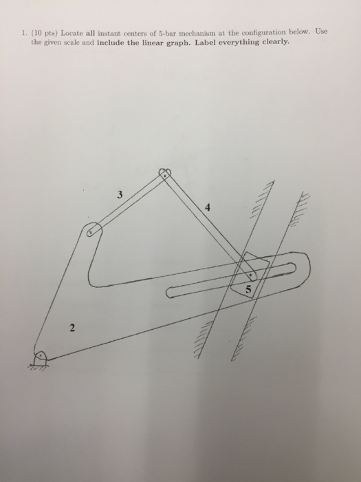 Solved Locate all instant centers of 5bar mechanism at the