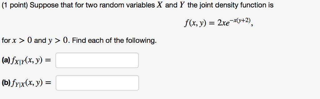 Solved 1 point) Suppose that for two random variables X and | Chegg.com