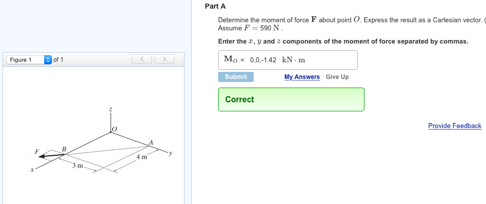 Solved Determine The Moment Of Force F About Point O. 