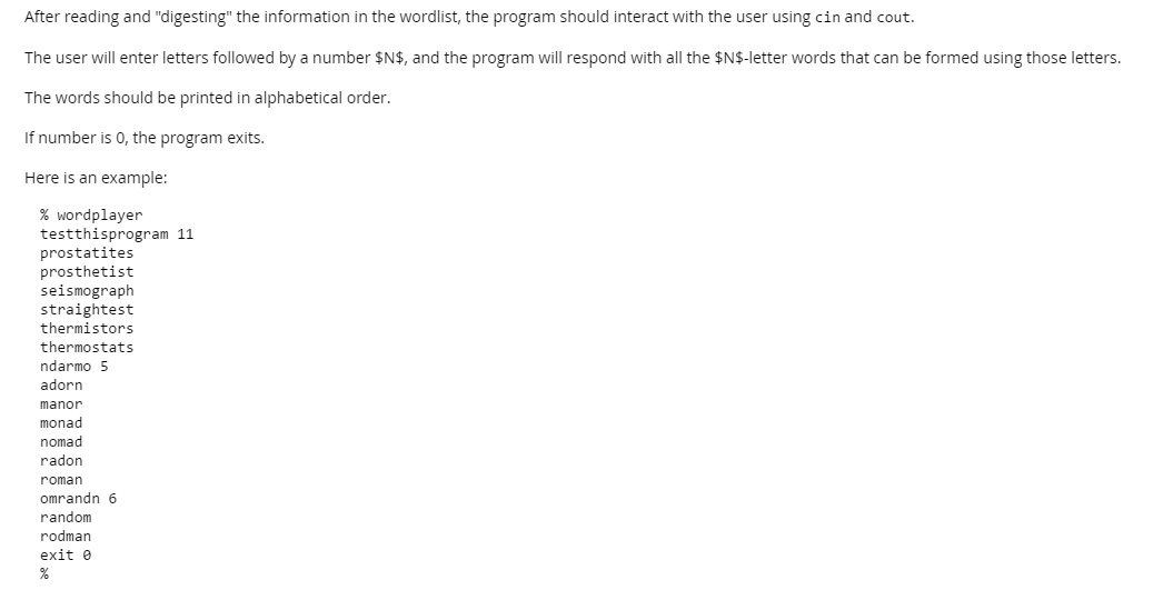 Solved Write a C++ program that will read all the words from | Chegg.com