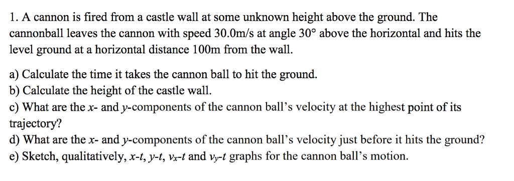 Solved What are the x- and y-components of the cannon ball’s | Chegg.com