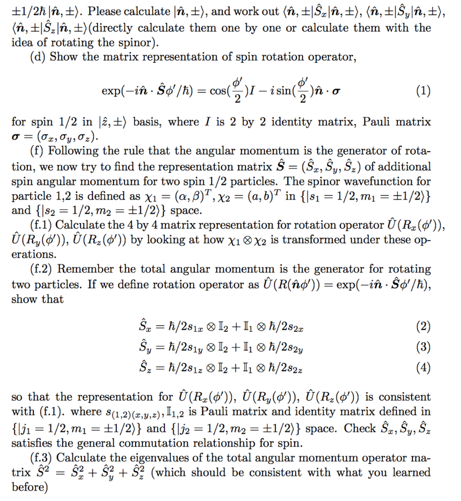 Solved The Simultaneous Eigenstates For Total Spin Angular | Chegg.com