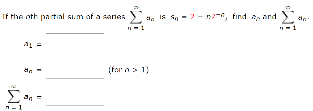 Solved If The Nth Partial Sum Of A Series Sigmainfinityn 7979