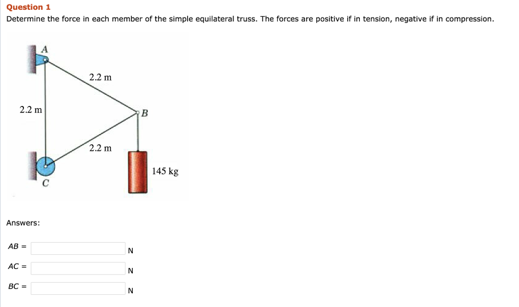 Solved Question1 Determine The Force In Each Member Of The Chegg Solved Question1 Determine The Force In Each Member Of The Chegg