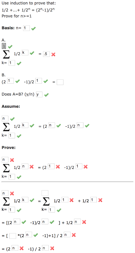 Solved Use Induction To Prove That: 1/2 + + 1/2n = (2n-1)/2n | Chegg.com