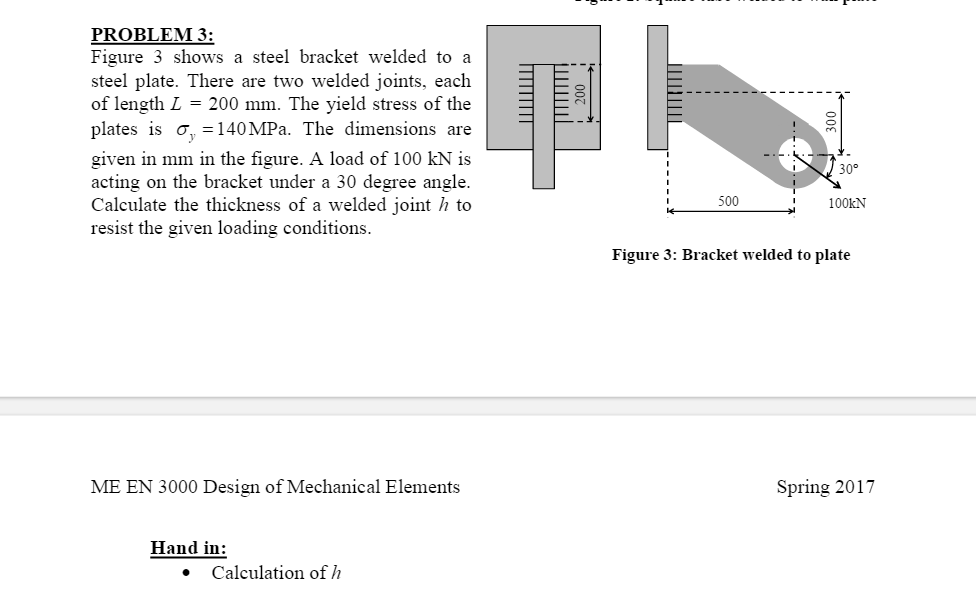 Solved Figure 3 shows a steel bracket welded to a steel