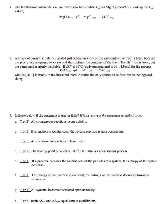 Solved Gibbs Free Energy and Equilibrium | Chegg.com