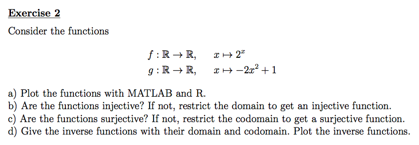 Solved Exercise 2 Consider The Functions A) Plot The | Chegg.com