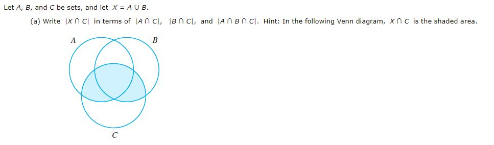 Solved Select one a) |A ∩ B ∩ C| - | A ∩ C| | Chegg.com