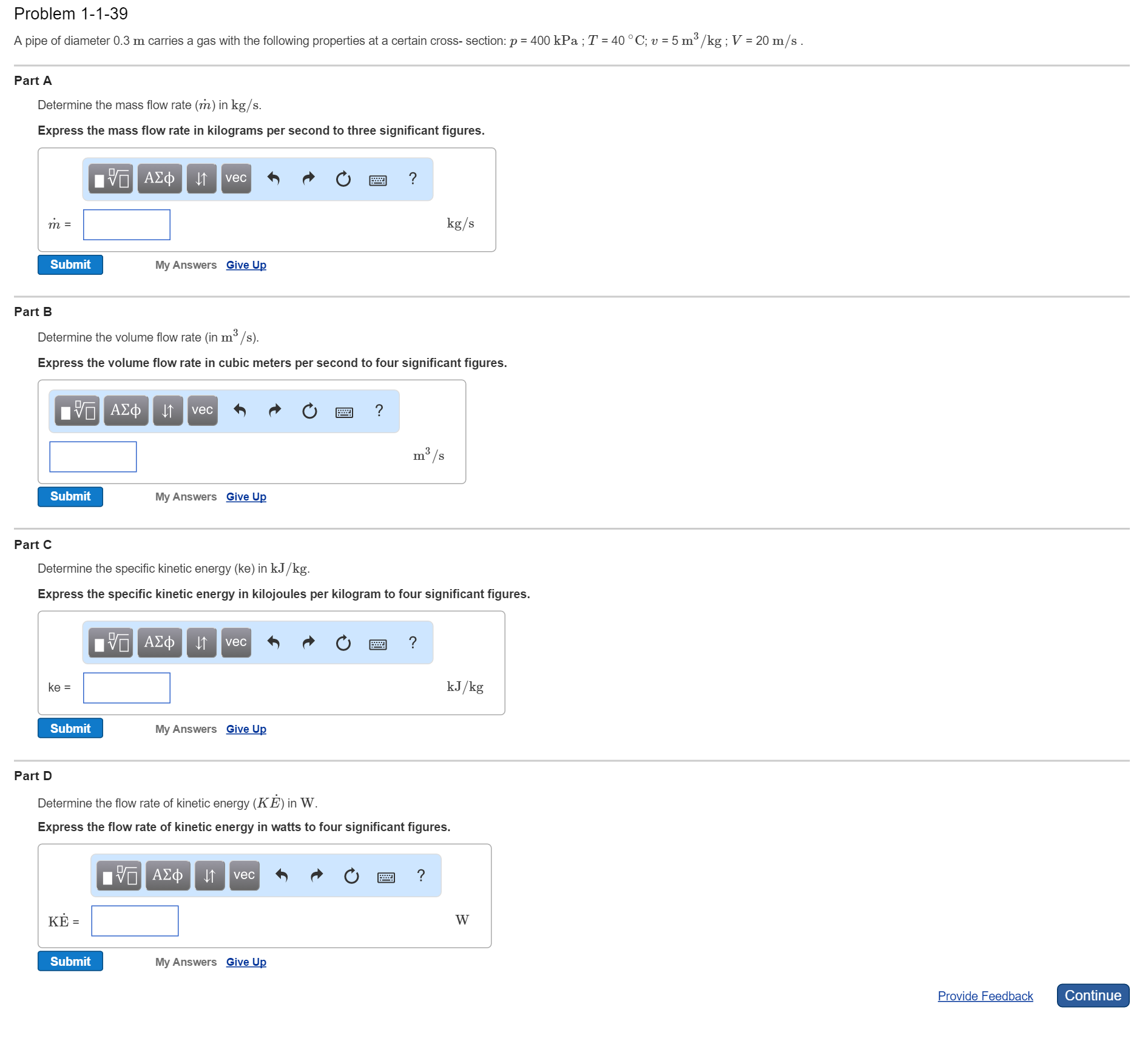 Solved Problem 1-1-39 A pipe of diameter o 3 m carries a gas | Chegg.com