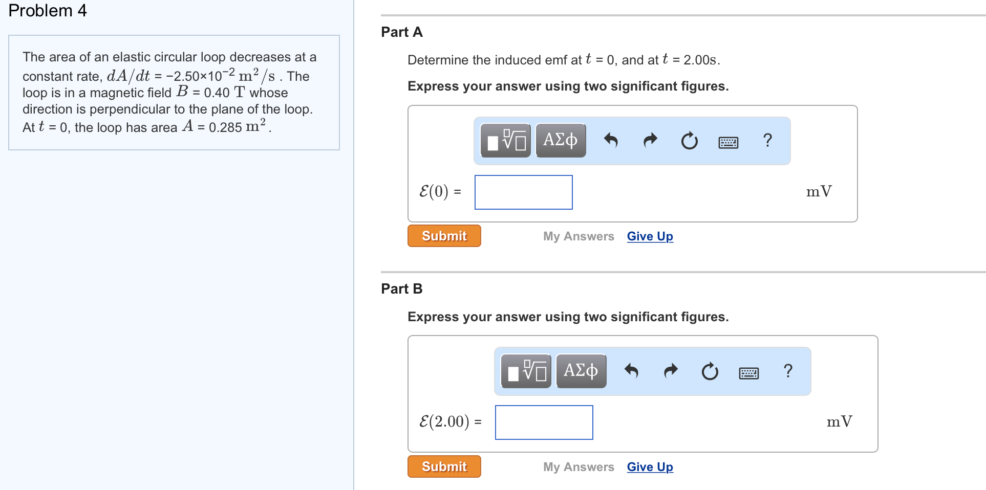 Solved The area of an elastic circular loop decreases at a | Chegg.com