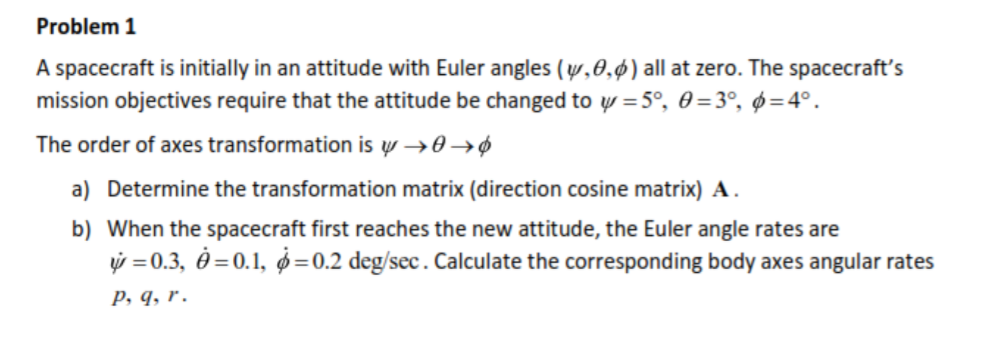 Solved Problem 1 A spacecraft is initially in an attitude | Chegg.com