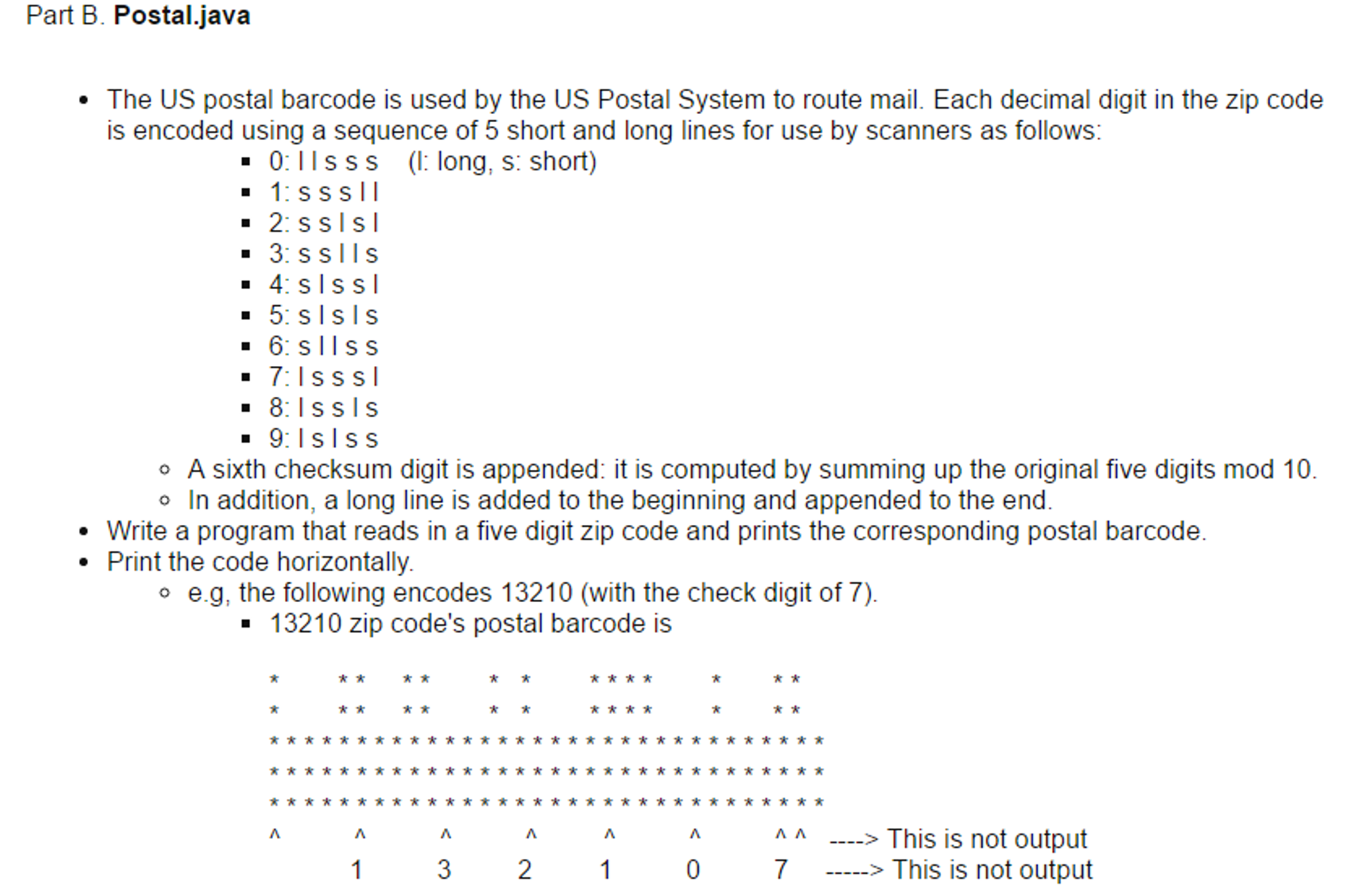 Solved The US postal barcode is used by the US Postal System | Chegg.com