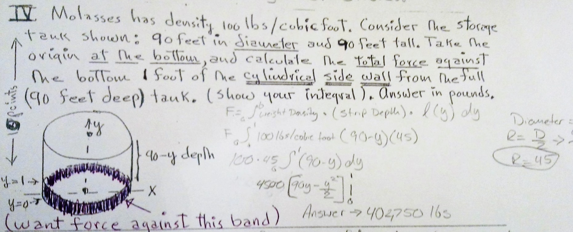 Solved Molasses has density 100 lbs/cobic foot. Consider the