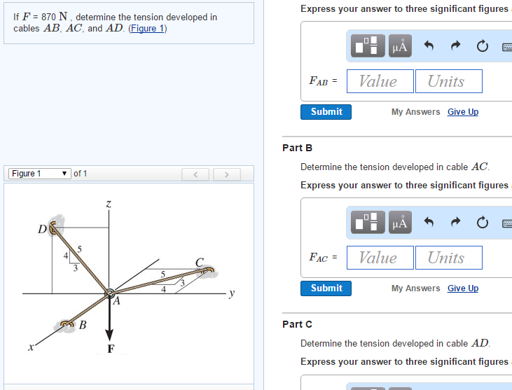 Solved If F = 870 N, determine the tension developed in | Chegg.com