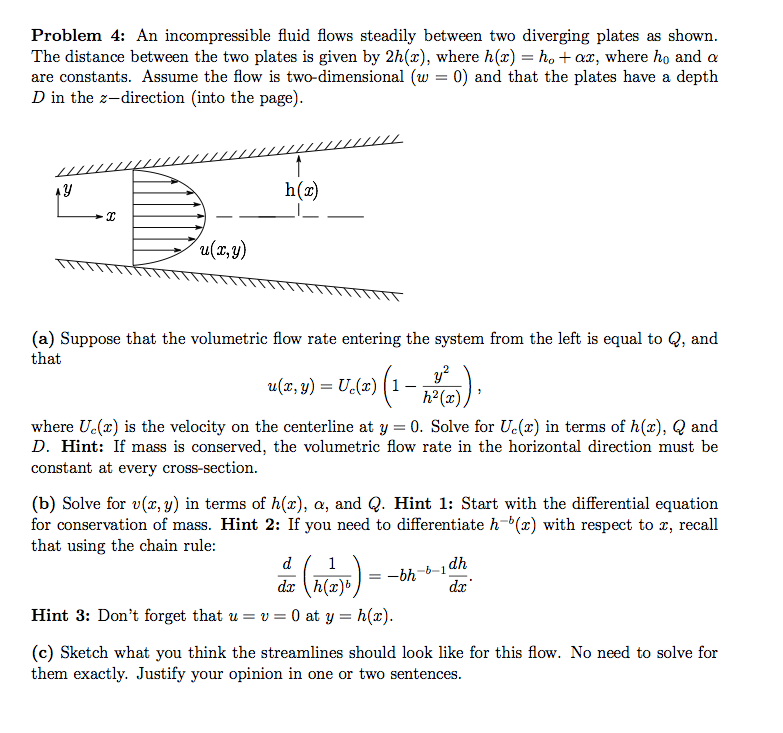 An incompressible fluid flows steadily between two | Chegg.com