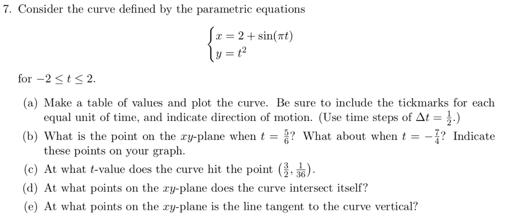 Solved 7. Consider The Curve Defined By The Parametric | Chegg.com