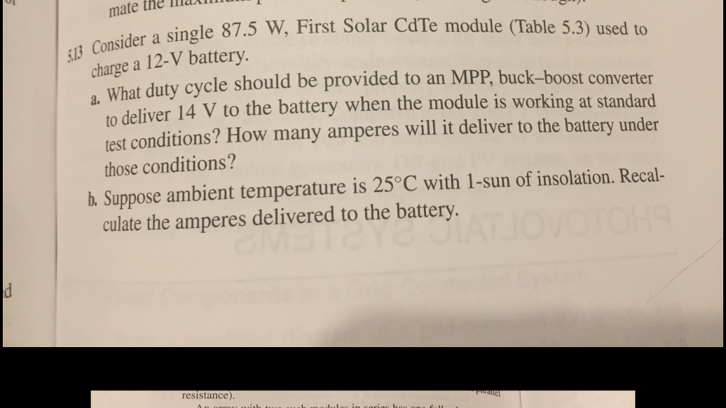 Solved mate the main - a single 87.5 W, First Solar CdTe | Chegg.com