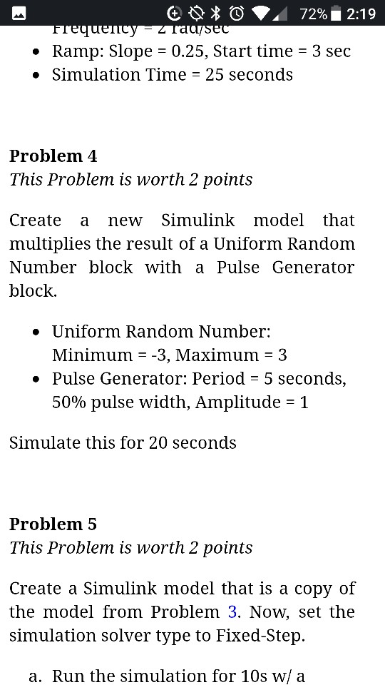 Solved » Ramp: Slope - 0.25, Start time - 3 sec » Simulation | Chegg.com