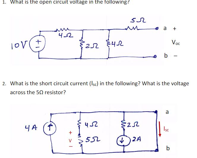 icircuit voltage across open circuit