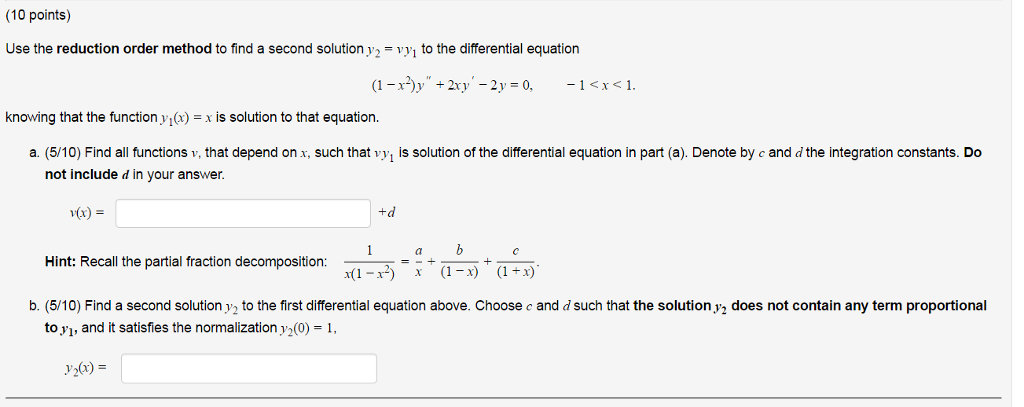 Solved Use the reduction order method to find a second | Chegg.com