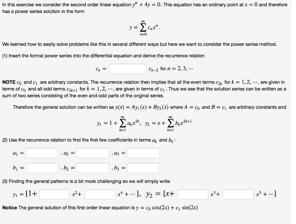 Solved In this exercise we consider the second order linear | Chegg.com