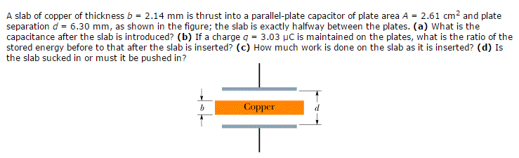 Solved A Slab Of Copper Of Thickness B = 2.14 Mm Is Thrust | Chegg.com