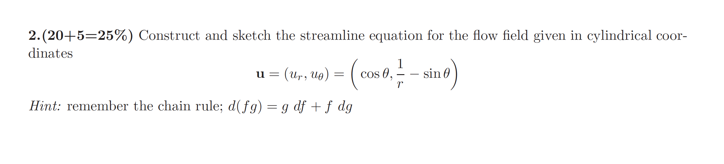 Solved Construct And Sketch The Streamline Equation For The 