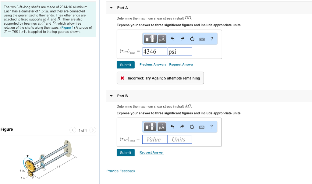 Solved The two 3-ft-long shafts are made of 2014-16 | Chegg.com