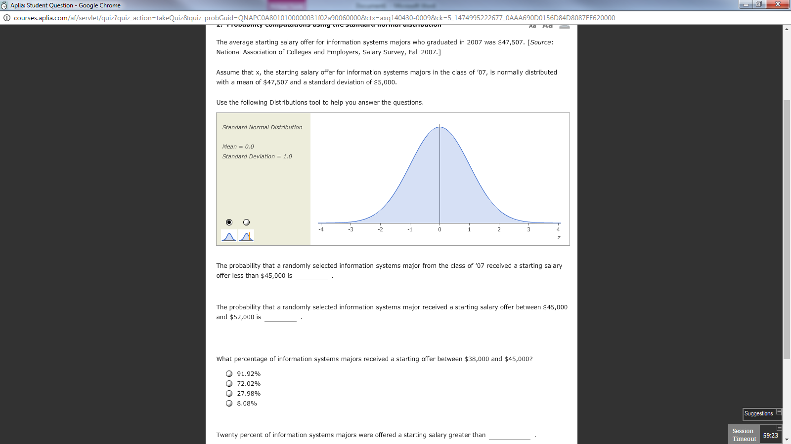 Solved The Average Starting Salary Offer For Information Chegg
