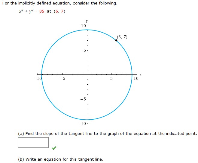 Solved For the implicitly defined equation, consider the | Chegg.com