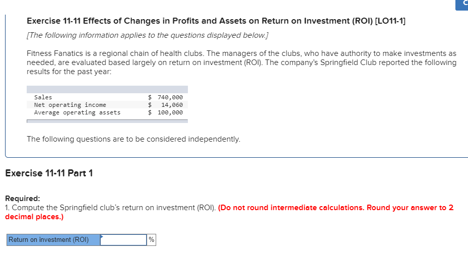 Solved Exercise 11-11 Effects of Changes in Profits and | Chegg.com