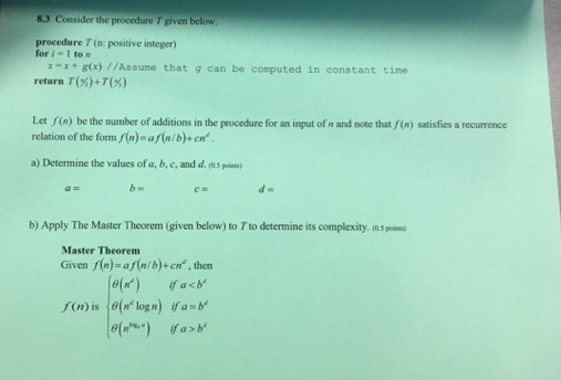 Solved 8.3 Consider the procedure T given below procedure T Chegg