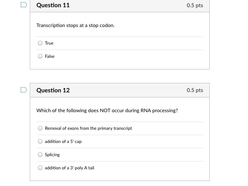 Solved RNA processing occurs in the O nucleus O cytoplasm O | Chegg.com