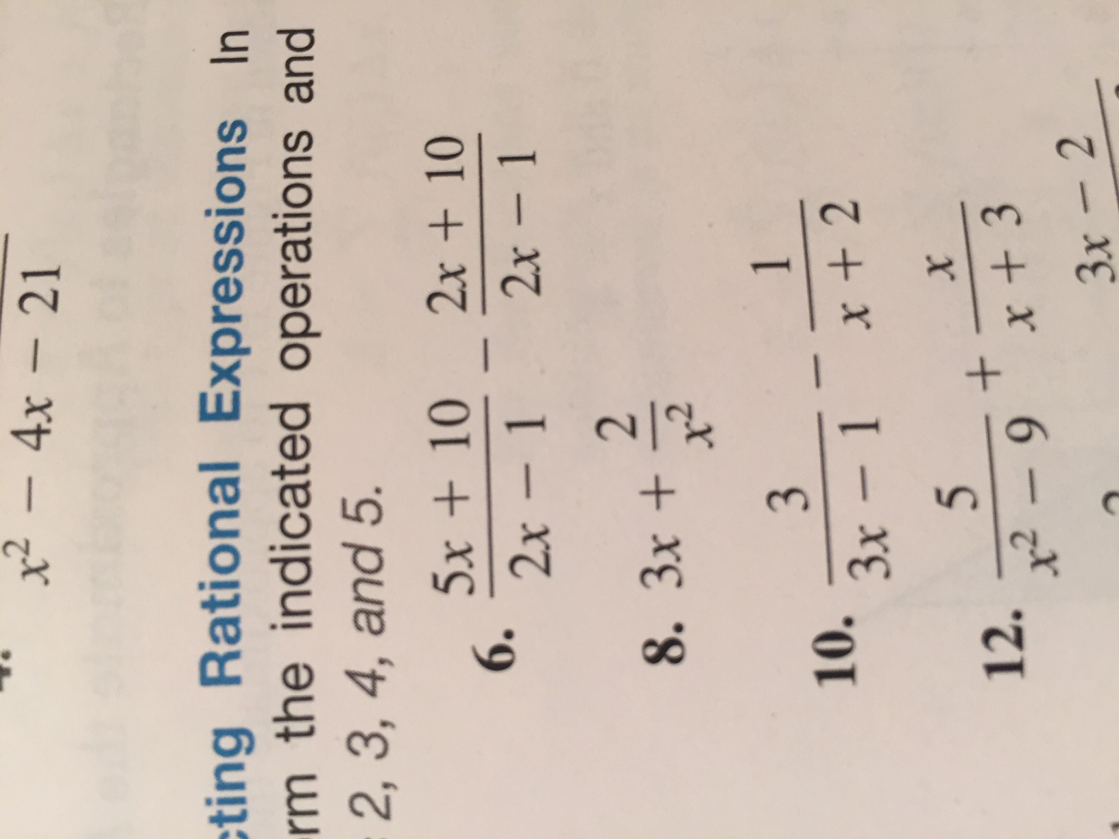 Solved Adding and subtracting Rational Expressions 3x + | Chegg.com