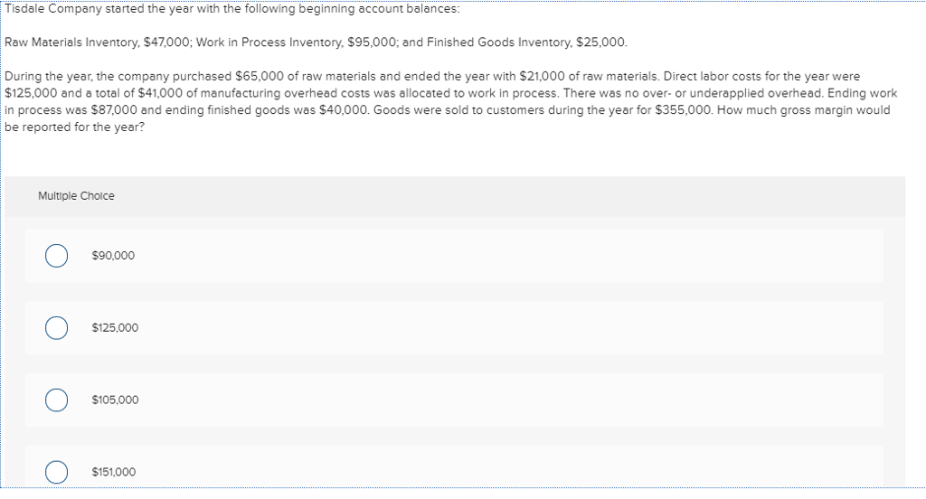 Solved Tisdale Company started the year with the following