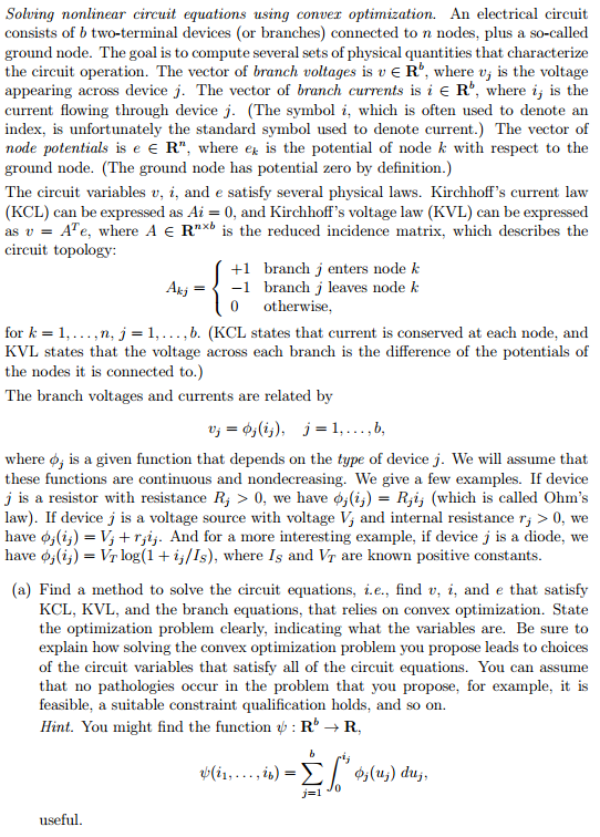 Solving nonlinear circuit equations using conver | Chegg.com