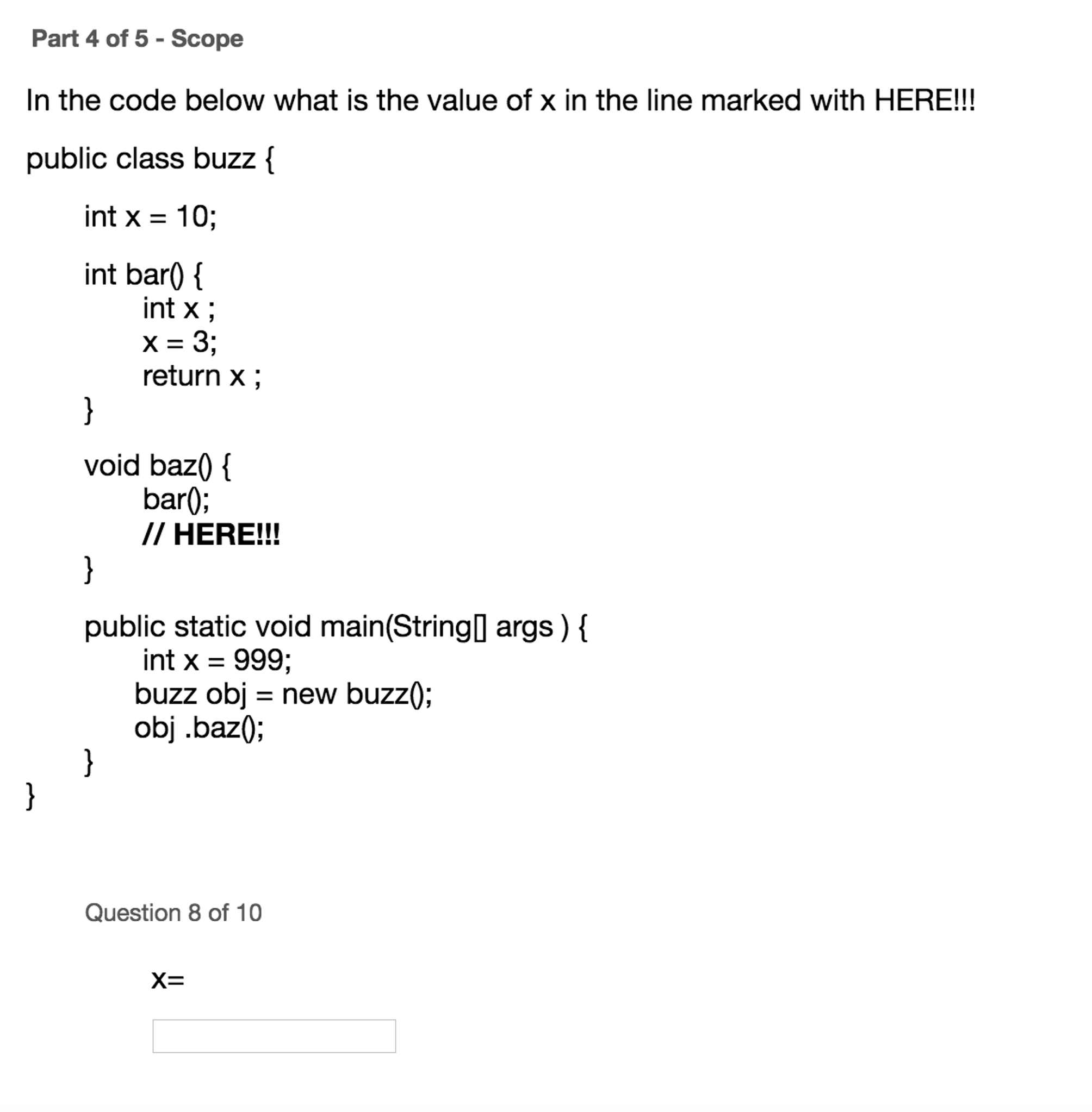 Solved In the code below what is the value of x in the line | Chegg.com